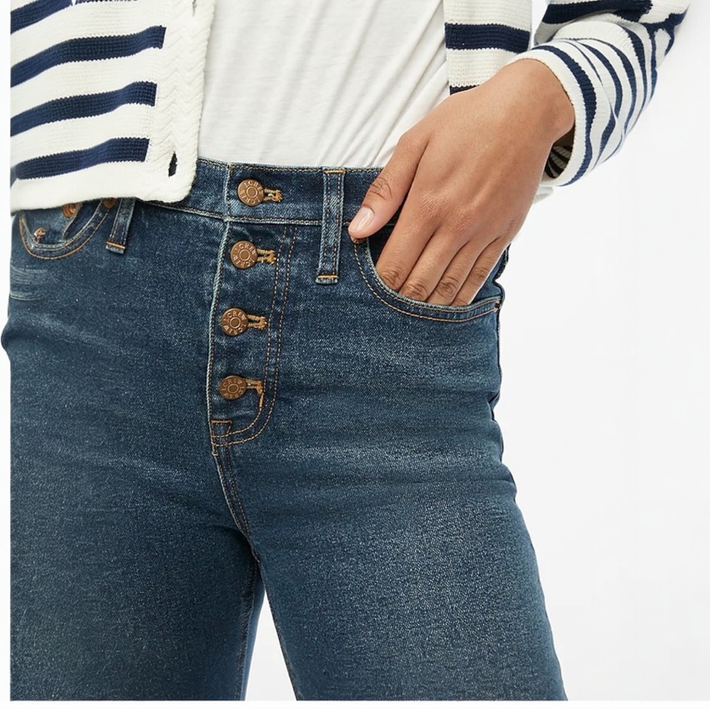 J-Crew High-Rise Skinny Button Fly Cropped Raw Hem Jeans Sz 31